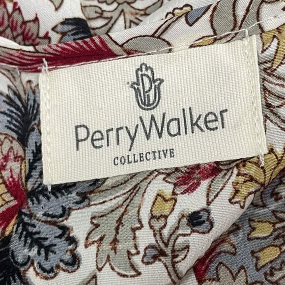 Perry Walker Womens Multicolor Floral Print Midi Dress With Tassel Sz S-M - Picture 8 of 10